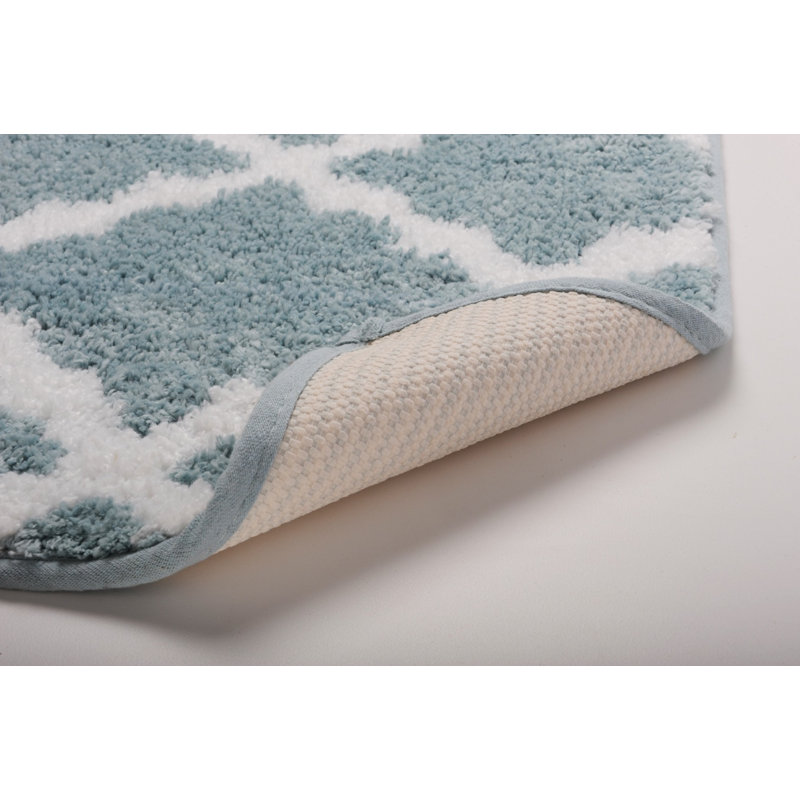 Bibb Home 1-2 Pack Trellis Micro Shag Bath Rugs, Gray, 20" W x 32" L