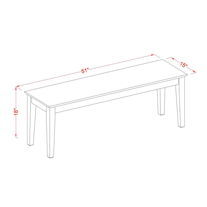 Capri Dining Table Bench with Solid Wood Seat, Linen White, Linen White