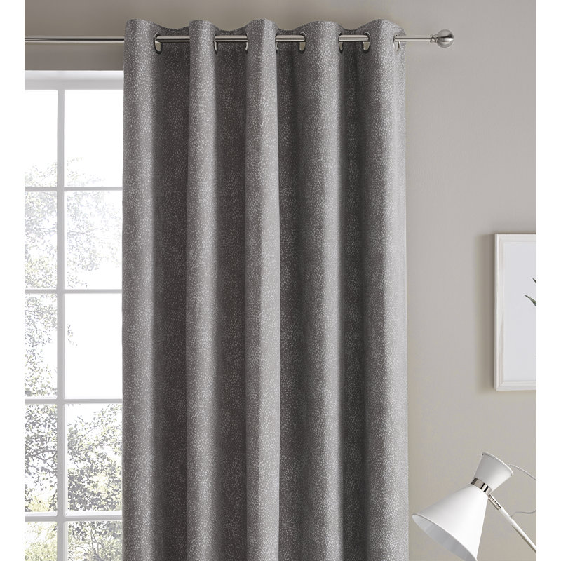 Alnwick Semi Sheer Curtain Pair, Grey, 163 W x 229 D cm