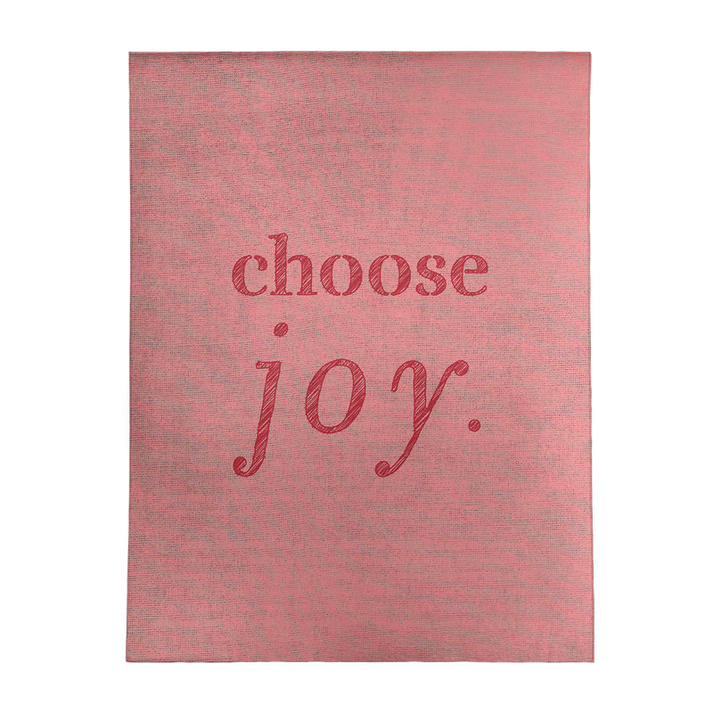 Tapis en polyester à citation manuscrite choose joy, Rectangle 5 pi x 7 pi