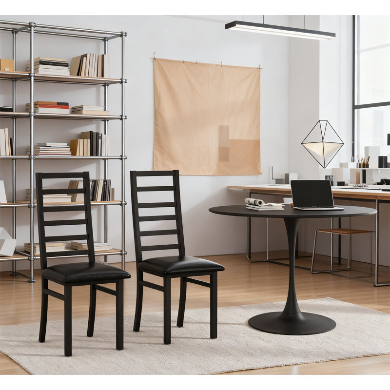 Ensemble de 2 chaises de salle à manger modernes en métal avec pieds en acier, 2, Noir
