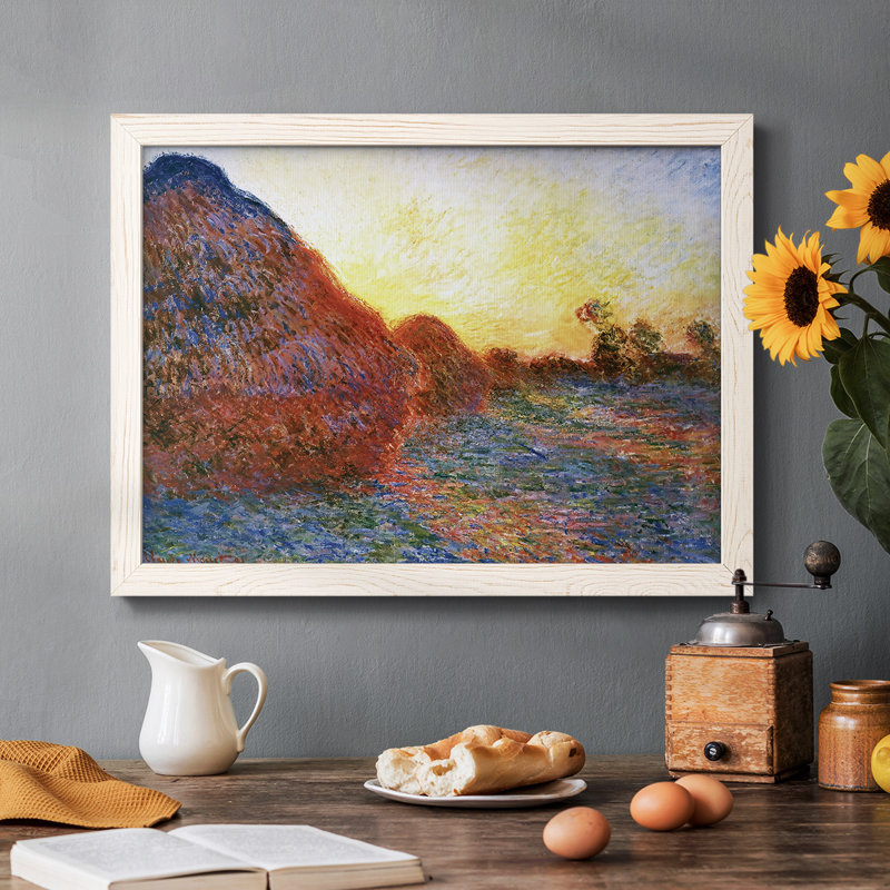«Grainstacks, 1891» par J Paul - reproduction d'un seul cadre photo sur toile, Cadre photo blanc