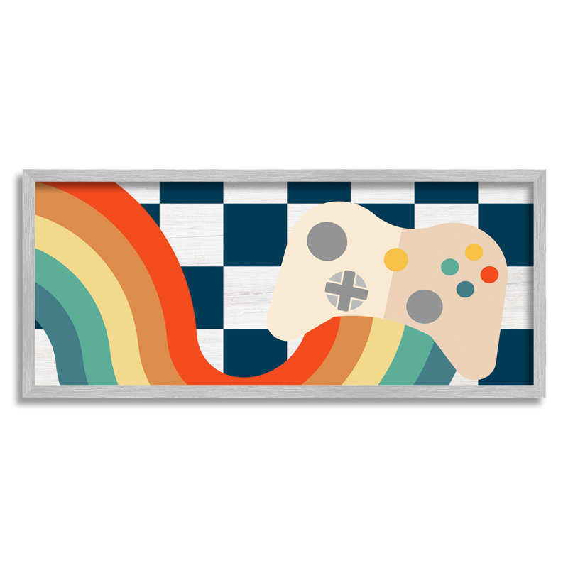 «Rainbow Gaming contrôleur encadré sur bois», impression, H 10 po x l 24 po x P 1,5 po, Estampe numérique Farmhouse