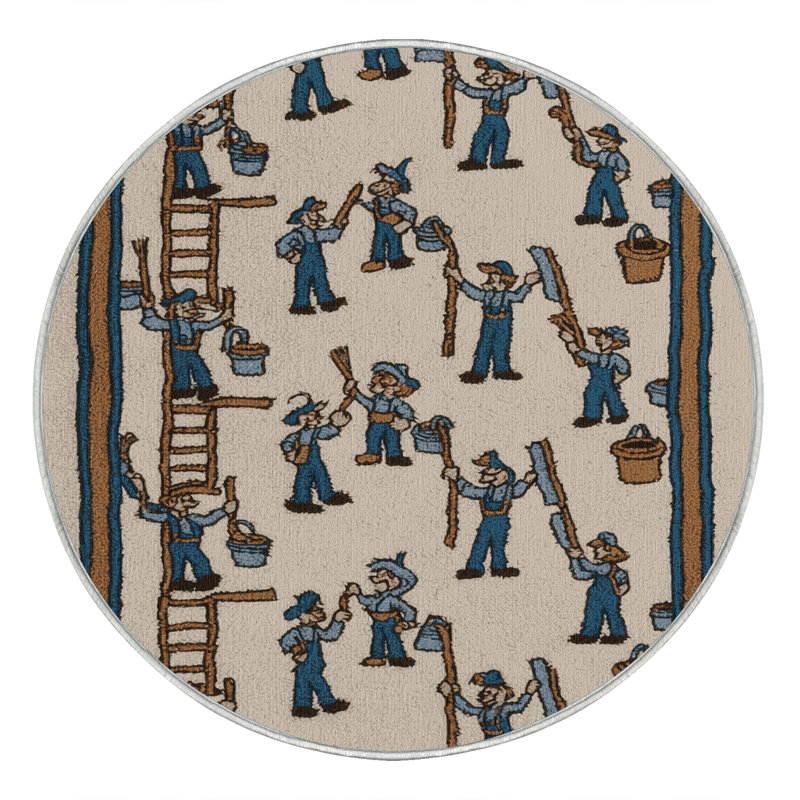 Tapis beige lavable à la machine, Rond 6 pi