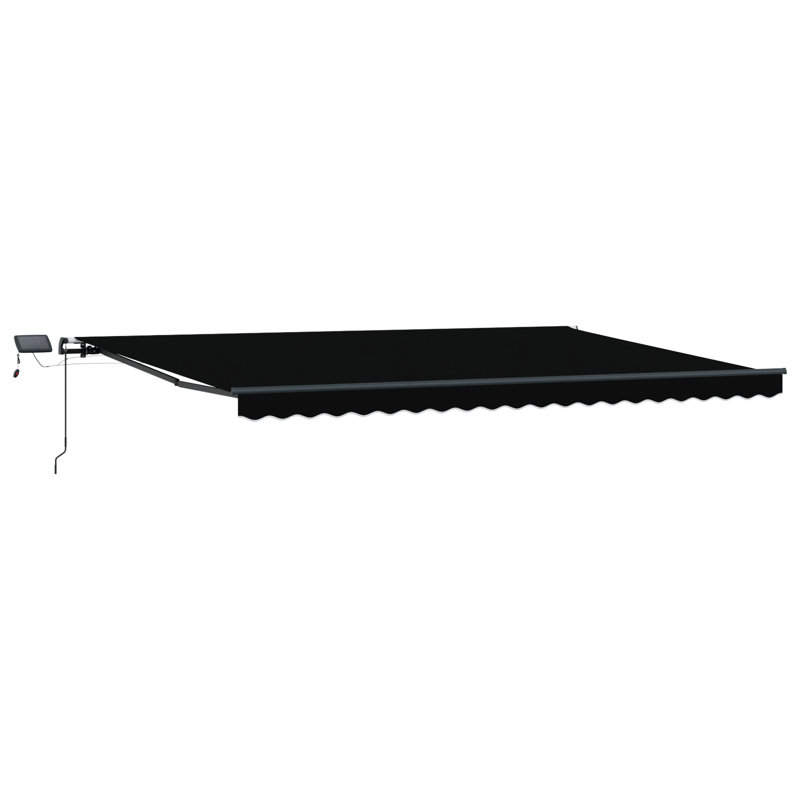 Brayden Studio Retractable Patio Awning, 500 cm W x 350 cm D, Black/Grey