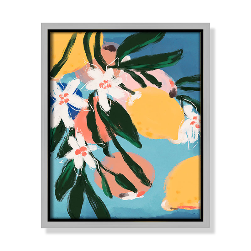 Imprimé «Fruitée d'été II» par Treechild, H 11,5 po x l 9,5 po, Flottant argenté