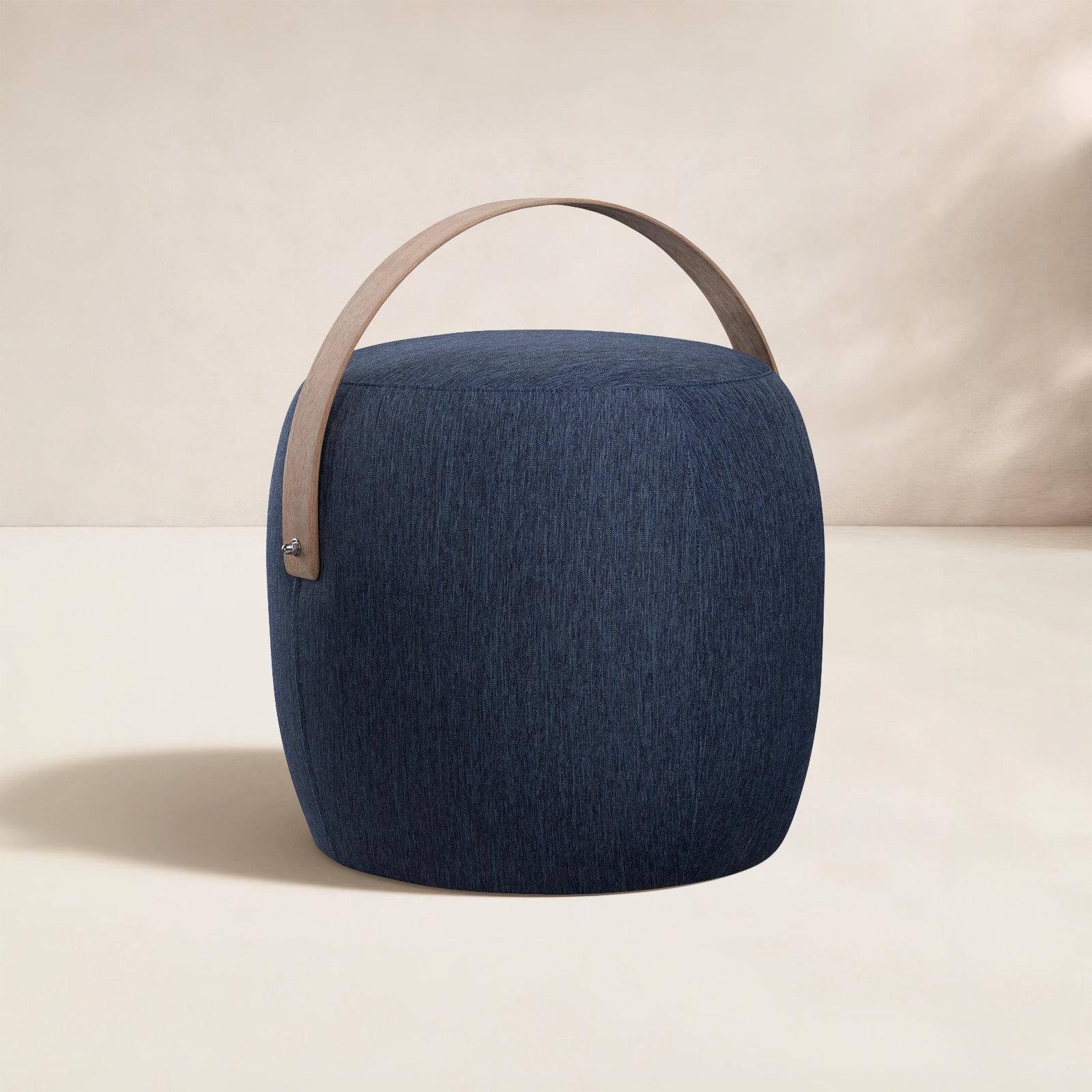 Talita Round Upholstered Outdoor Ottoman, Indigo