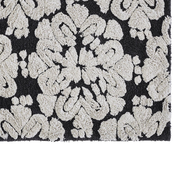 Danitra 100% Cotton 1885 GSM Bath Rug with Non-Slip Latex Backing, Soft Absorbent Machine Washable Bathroom Mat, Medallion Design, 20" x 60" Runner, Charcoal