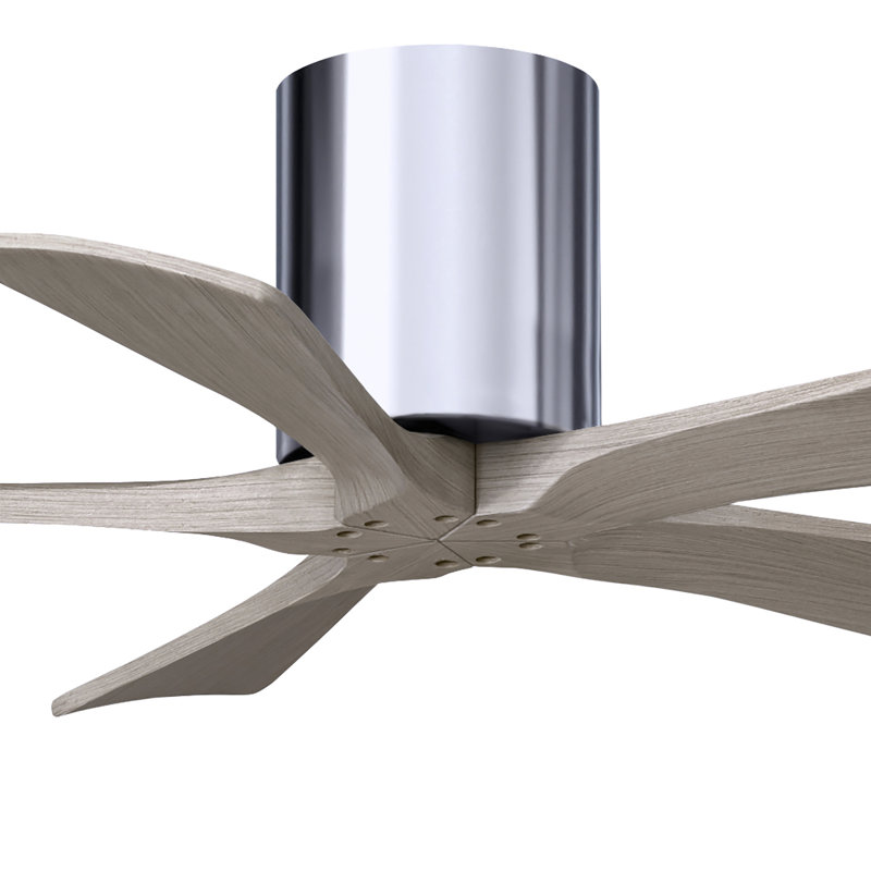 60" Irene 5-Blade Hugger Ceiling Fan with Wall Remote, 42", Brushed Pewter, Gray Ash