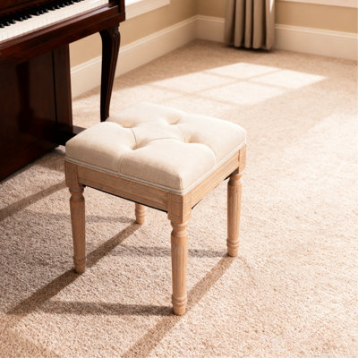 Banc carré rembourré beige, dimensions 15,36 po, idéal pour le jardin extérieur, rembourrage en mousse souple rustique x 15,36 po, beige, mémoire de piano adaptée