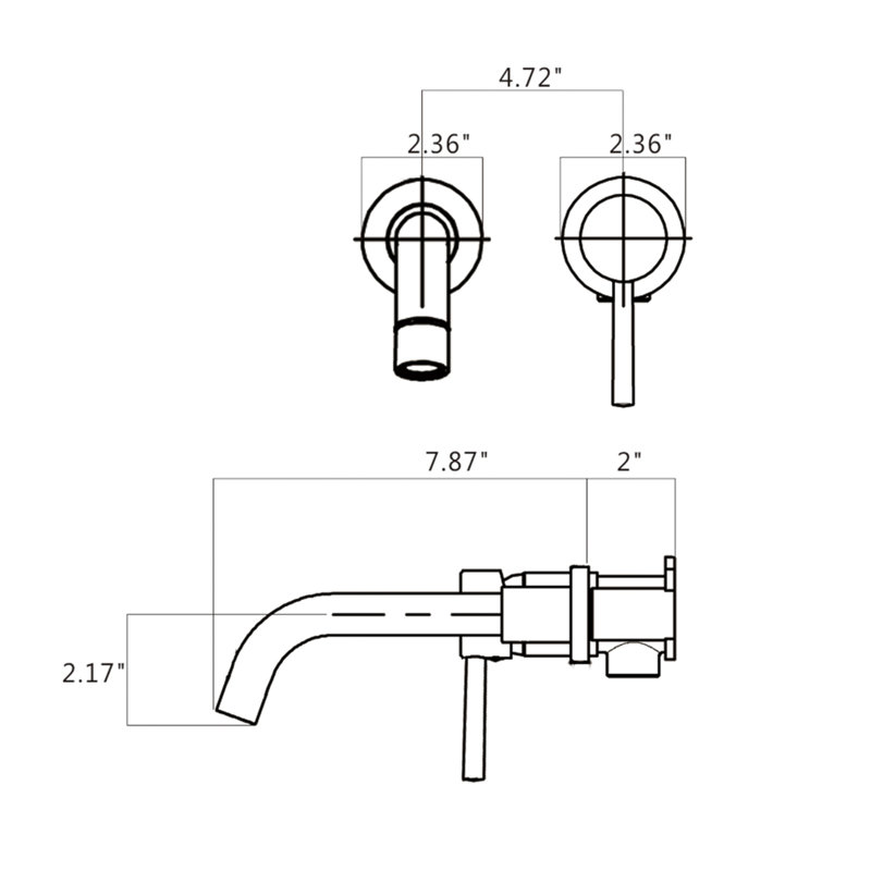 Wall Mount Single Handle Bathroom Faucet, Brushed Gold