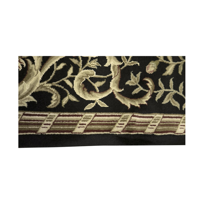Tapis noir et brun de haute qualité noué à la main