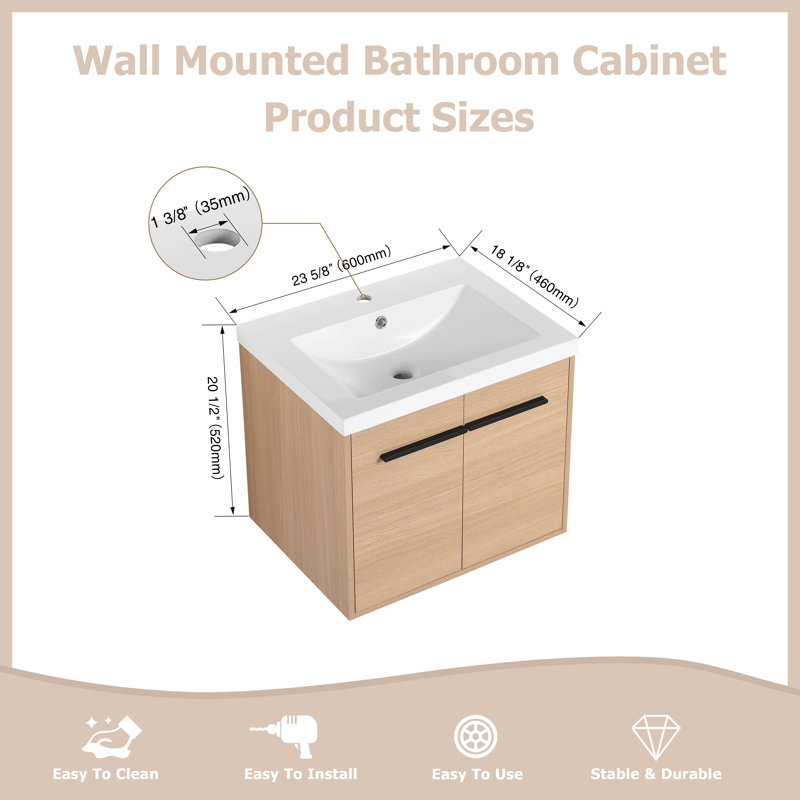Lamor 23.63'' Single Bathroom Vanity with Resin Top