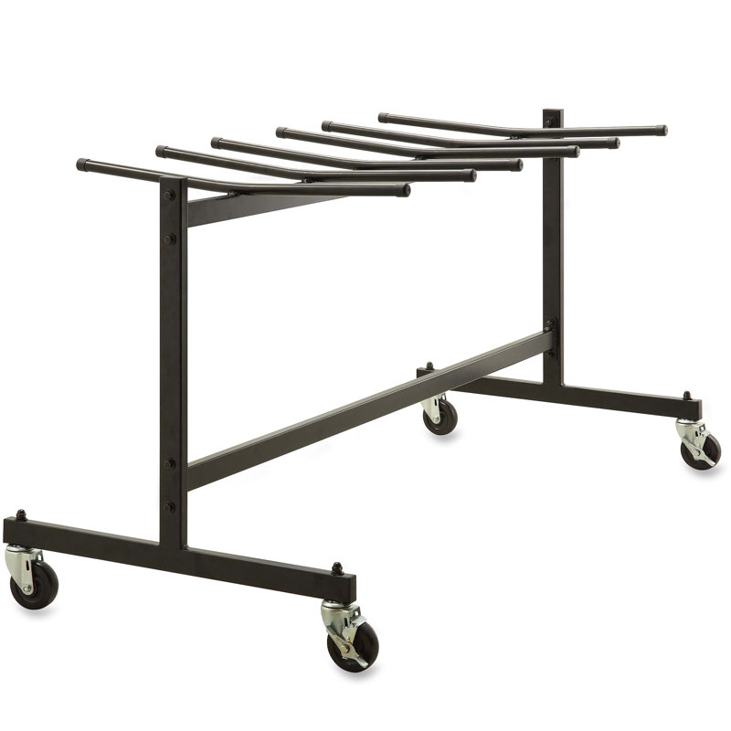Black Steel Folding Chair Trolley with Casters