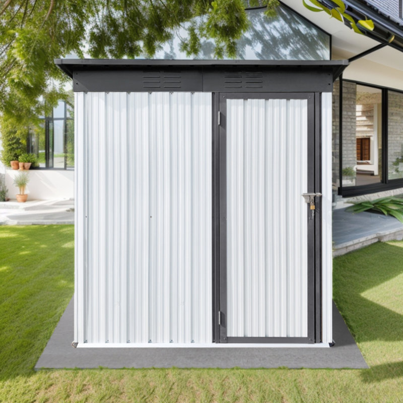 Remise de rangement en métal l 5 pi x P 4 pi, Blanc / gris