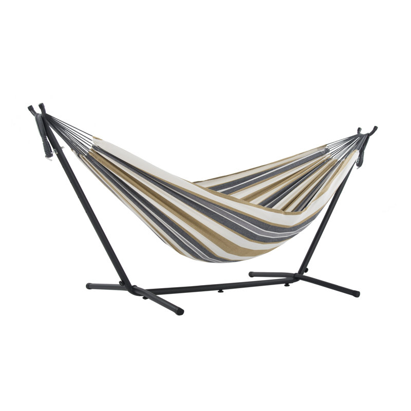 Double Classic Hammock with Stand, Desert Moon, Black, 104cm H x 250cm L x 109cm W