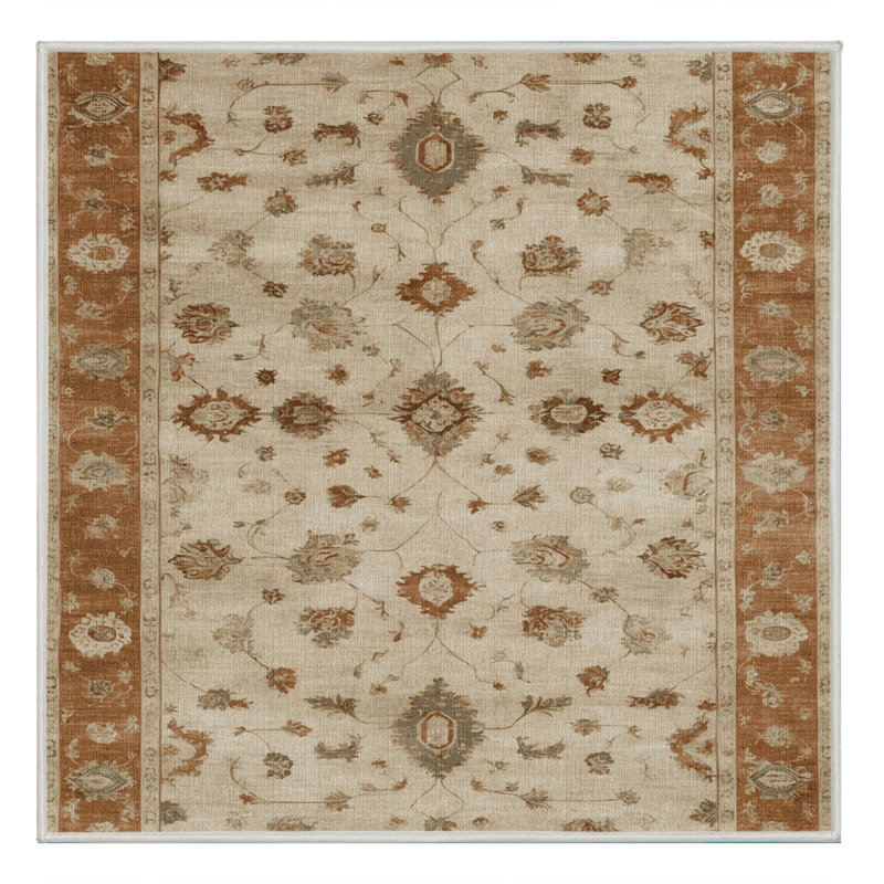 Machine Washable Overdyed Beige Area Rug, Square 7'
