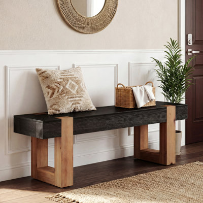 55" Solid Wood Entryway Shoe Bench