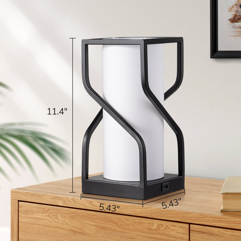 Burdena Metal Touch Control Table Lamp with USB and Bulb Included, White