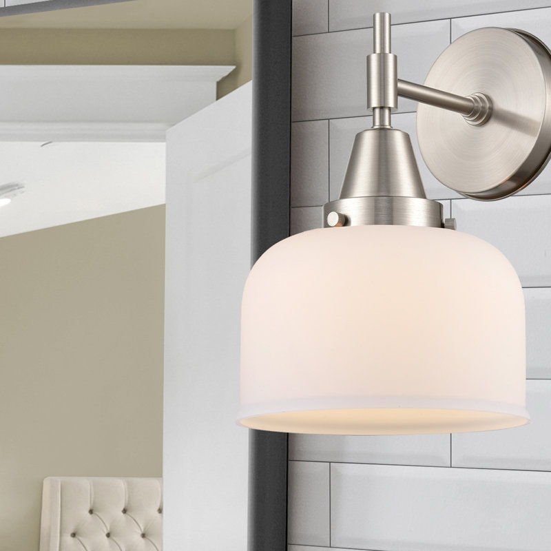 Gayle Chrome Armed Sconce, LED, Matte White, Satin Nickel