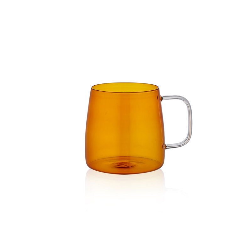 Elegant Amber Glass Mug, 20.5 oz (7.9 x 4.3 x 3.9 inches) | 100% Lead-Free Glass, Not Dishwasher or Microwave Safe | Perfect for Hot Beverages, Stylish Design for Home & Office Use