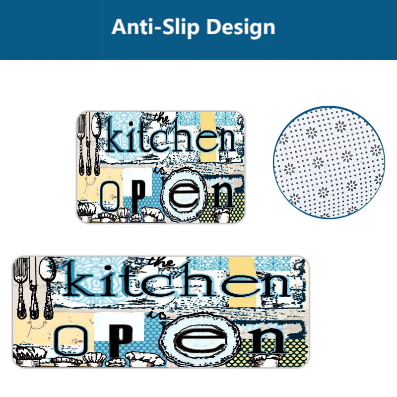Collage Kitchen Themed Home Decor Kitchen Mats 2 Pcs Multicolor