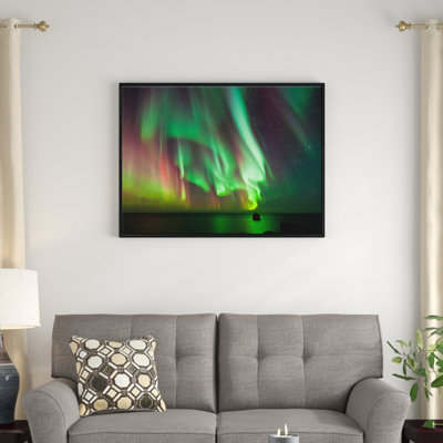 «Green Northern Lights Aurora», reproduction d'impression sur toile tendue