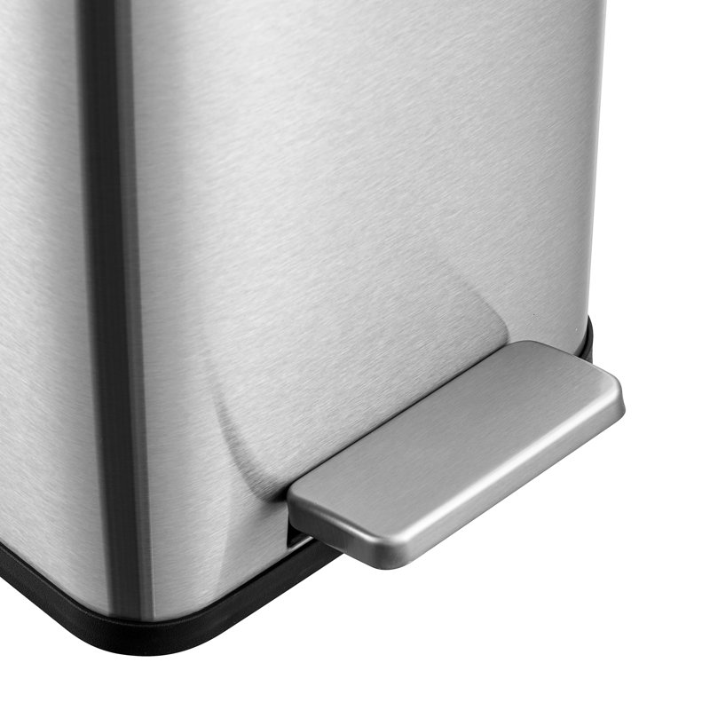 Slim Silver Stainless Steel Pedal Trash Can 2.6 Gallons