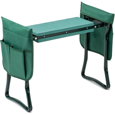  Garden Genou et siège, tabouret de jardin pliable avec coussin en mousse EVA douce et 2 pochettes à outils, banc d'extérieur portatif pour le jardinage, la pêche, le camping, 1 paquet