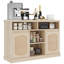 Buffet en rotin avec rangement, buffet de 47 po avec 2 portes en rotin, armoire à café d'appoint en bois naturel pour la cuisine