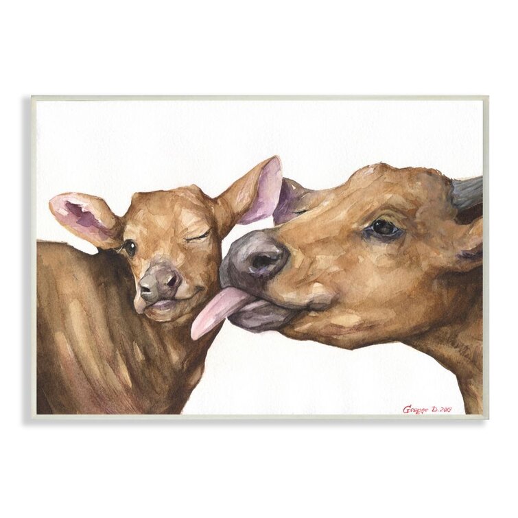 Colourful Cow Cattle 2 Watercolour Painting Style Animal Kids Room Canvas  Print