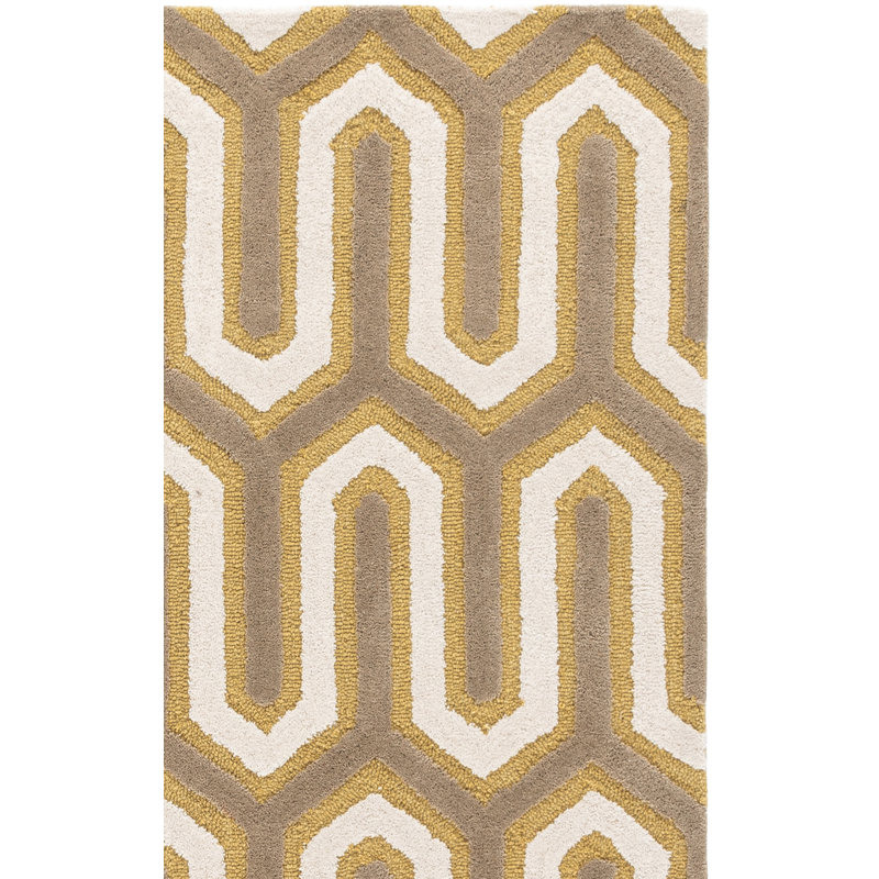 Ellicott Hand Tufted Wool Geometric Rug, Square 6'
