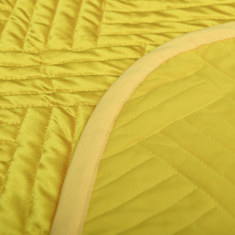 3 Pieces Quilt Set, Silk Satin Geometric Pattern Quilted Coverlet Set (1 Quilt, 2 Pillow Shams) - NTBAY, King, Yellow