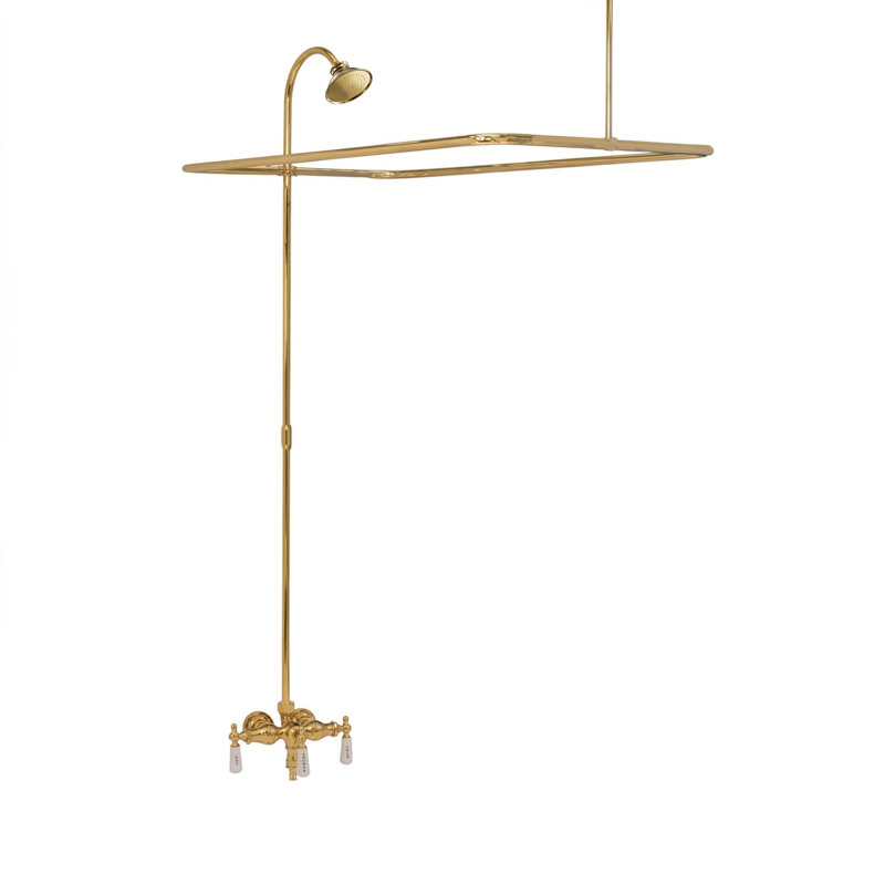 Clawfoot Tub Enclosure Shower System (P0034) by Strom Living, Supercoat Brass