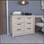 Commode double 6 tiroirs, quatre pieds, quincaillerie en métal - gris clair-1716976679