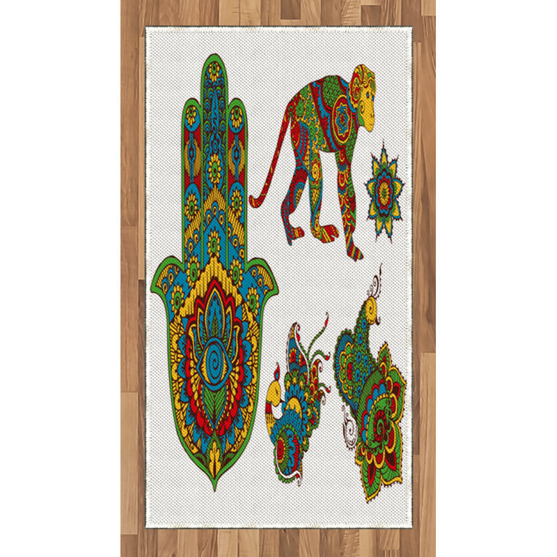 Hamsa High Density Long Fiber Poly Threads Decorative Area Rug Carpet, Rectangle 2'7" x 5'