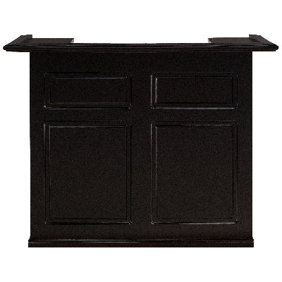 American Heritage Trenton Solid Wood Home Bar - Black Finish with Decorative Front Panels, Adjustable Shelves, Wine Glass Storage & Locking Cabinet