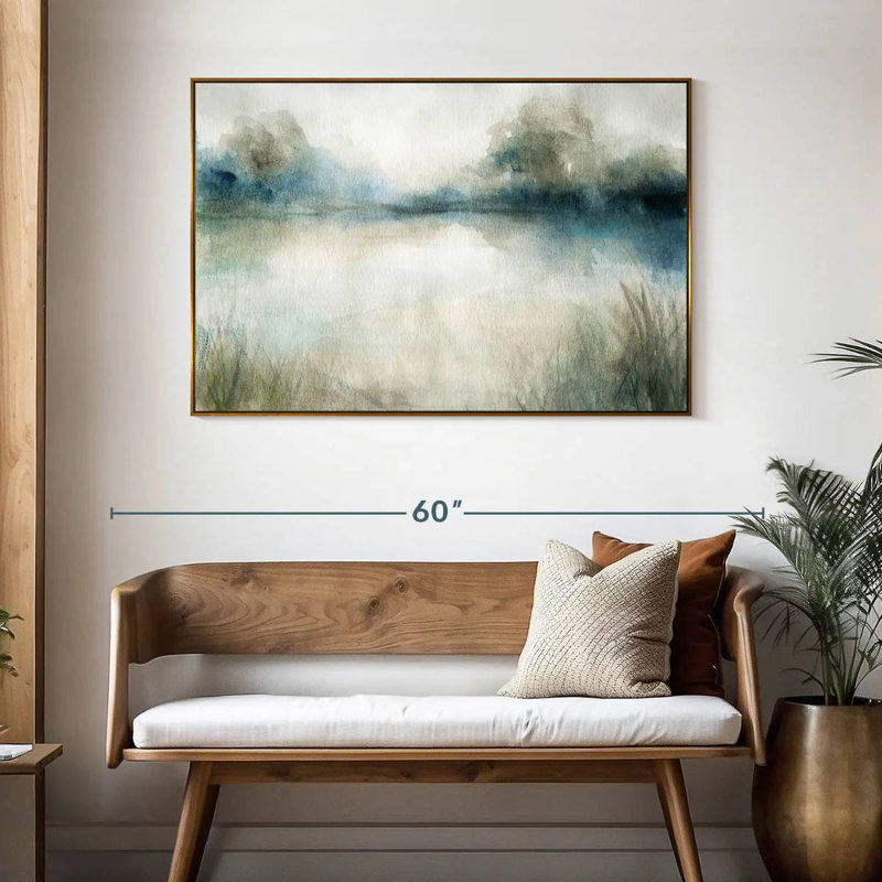 Still Still Waters I, 46 po x 31 po, Cadre flottant doré