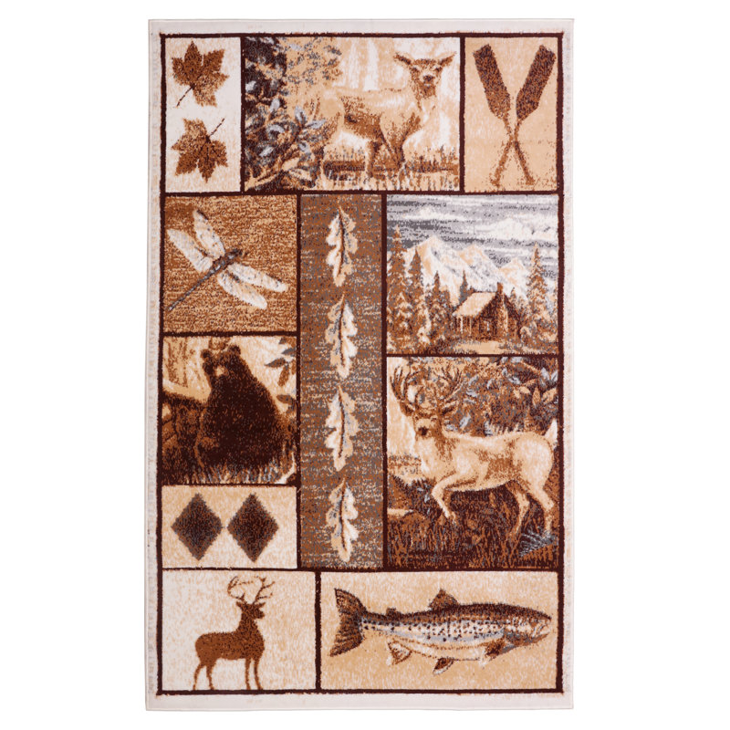 Brun Hundt/beige Tapis décoratif, Rectangle 2 pi x 4 pi