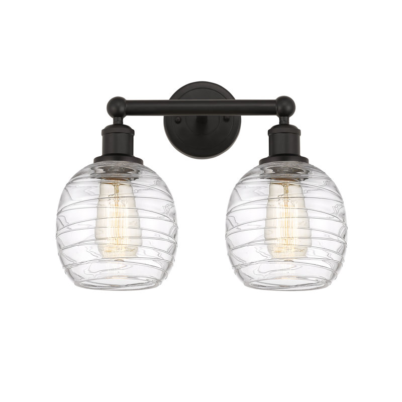 Éclairage pour meuble-lavabo à 2 lumières 15 pouces Carlucci, Déco tourbillon, Bronze huilé