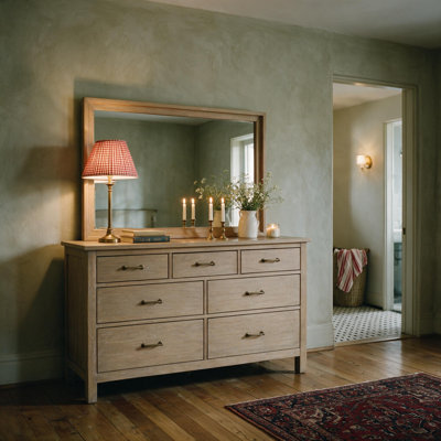 COLAMY ATELIER 59" 7-Drawer Wood Double Dresser with Mirror