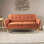Causeuse en tissu Mid-Century moderne | Point de gaufres à boutons touffetés | Petits espaces l 67,25 po | Orange brûlé
