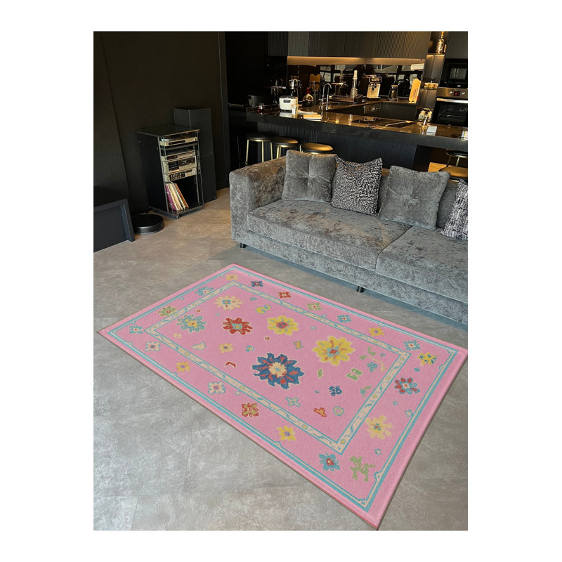 Tapis beige tissé à motif floral lavable Mosso, 2'6" x 4'11"