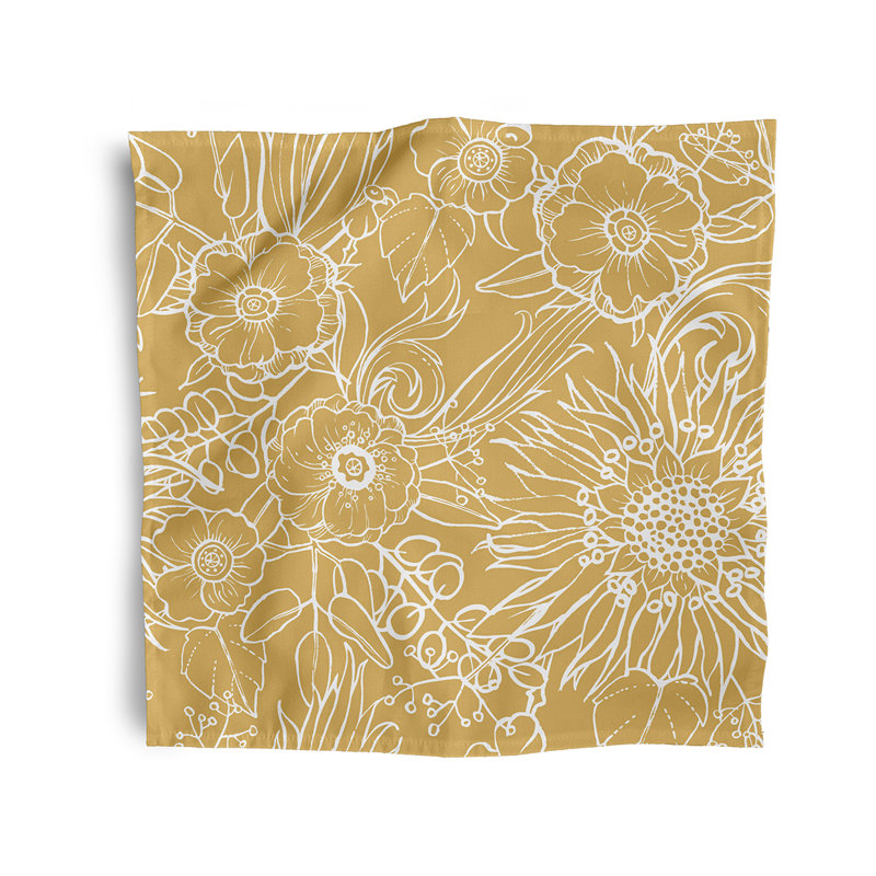 Chavi Polyester Floral Square Napkin, Yellow