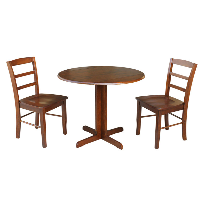 Gelson 2 - Person Extendable Solid Wood Top Pedestal Base Dining Set