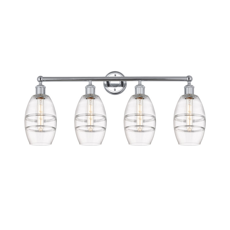 Éclairage pour meuble-lavabo à 4 lumières à intensité variable Dundrod, Transparent, Chrome poli