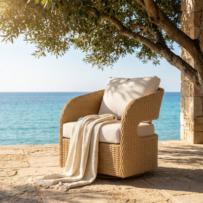 Fauteuil de jardin en osier avec coussins