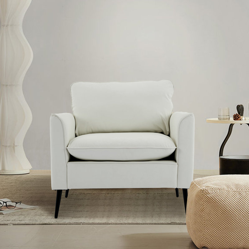 Fauteuil d'appoint moderne en similicuir avec repose-tête et coussin lombaire, méridienne rembourrée pour le salon et la chambre à coucher