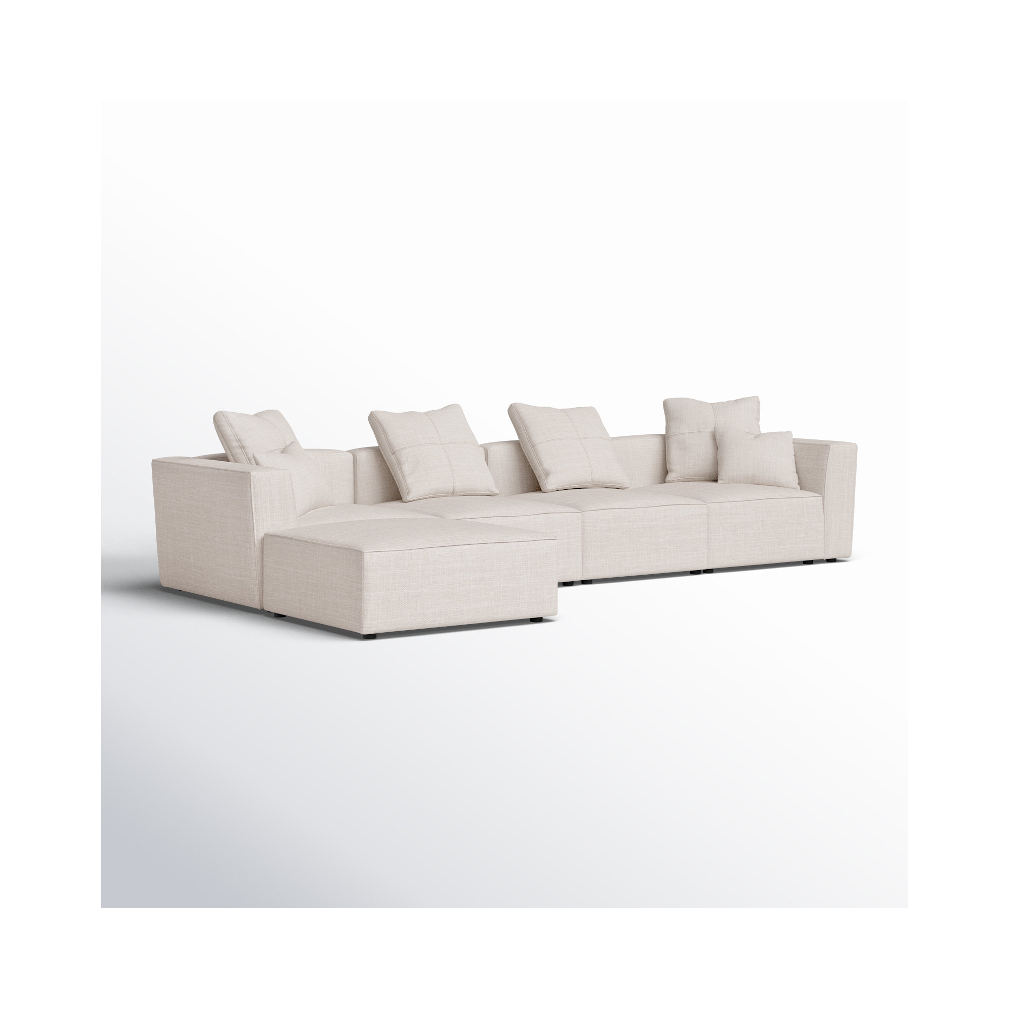 Del Modular Upholstered Reversible L-Sectional, Bella White Polyester