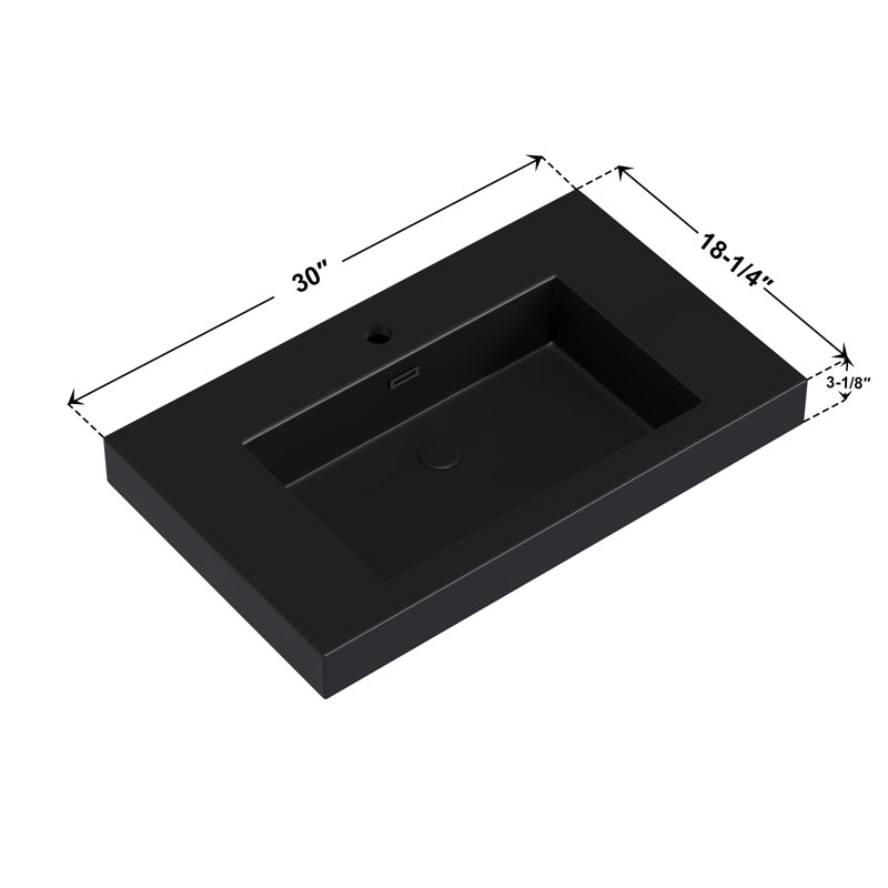 Dowell 30" Black Resin Double Freestanding Bathroom Basin